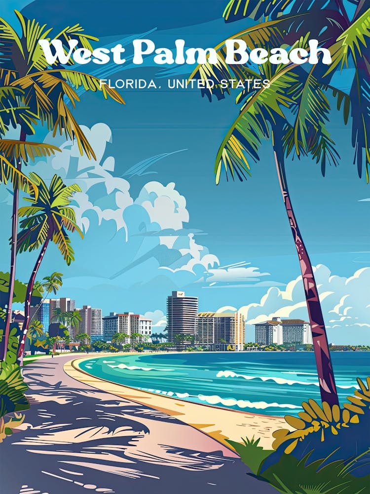 West Palm Beach Florida Urlaub Digitale Reiseillustration