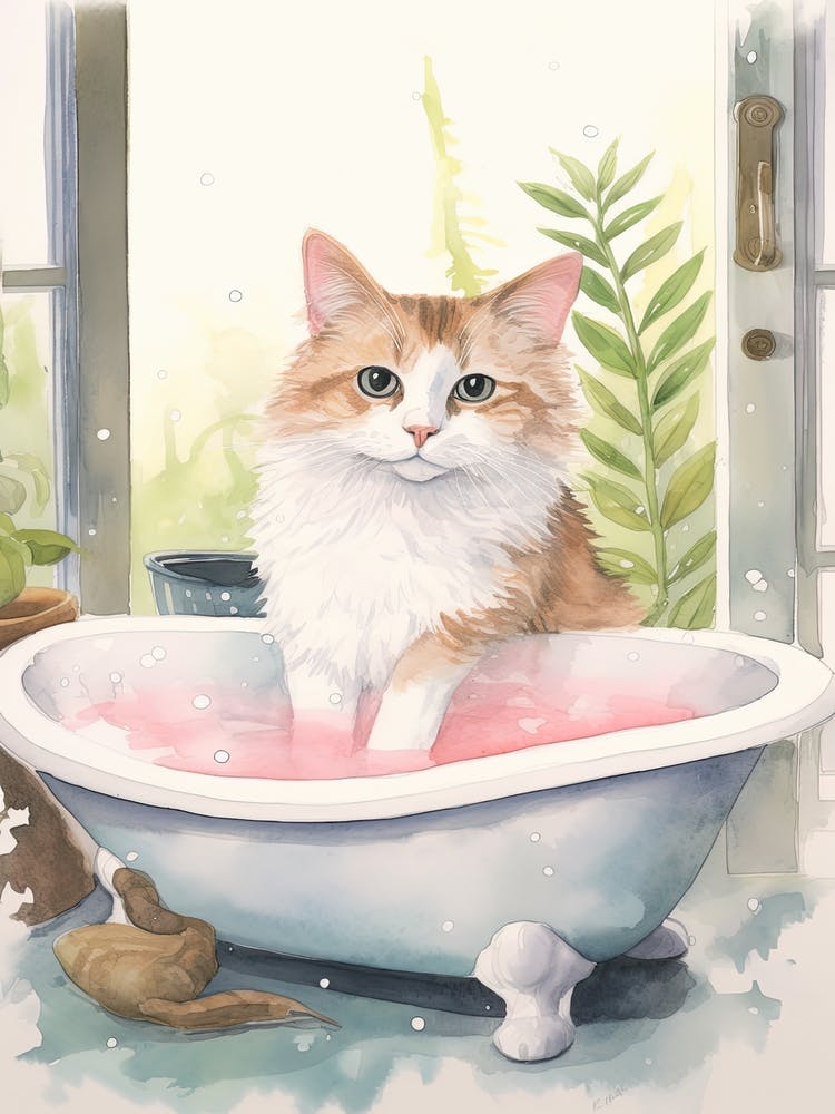 Turkish Cat In Bathtub Botanical Bathroom 4