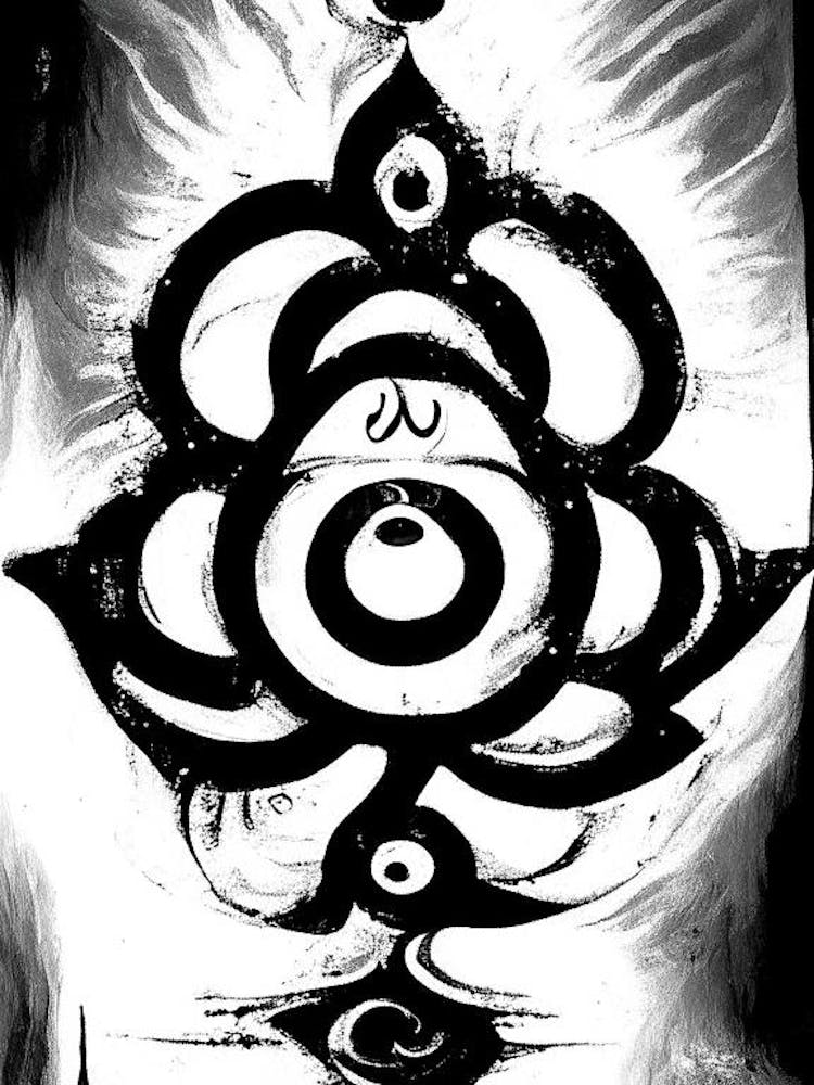 Om Aum, Symbol, Third Eye Black & White