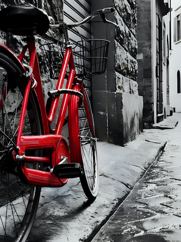 Red Bicycle In Alley