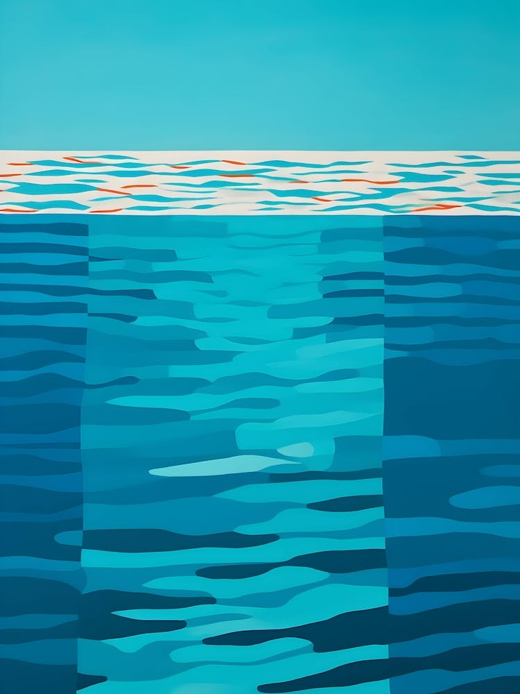 Tranquil Water Abstract Blue Swimming art Print