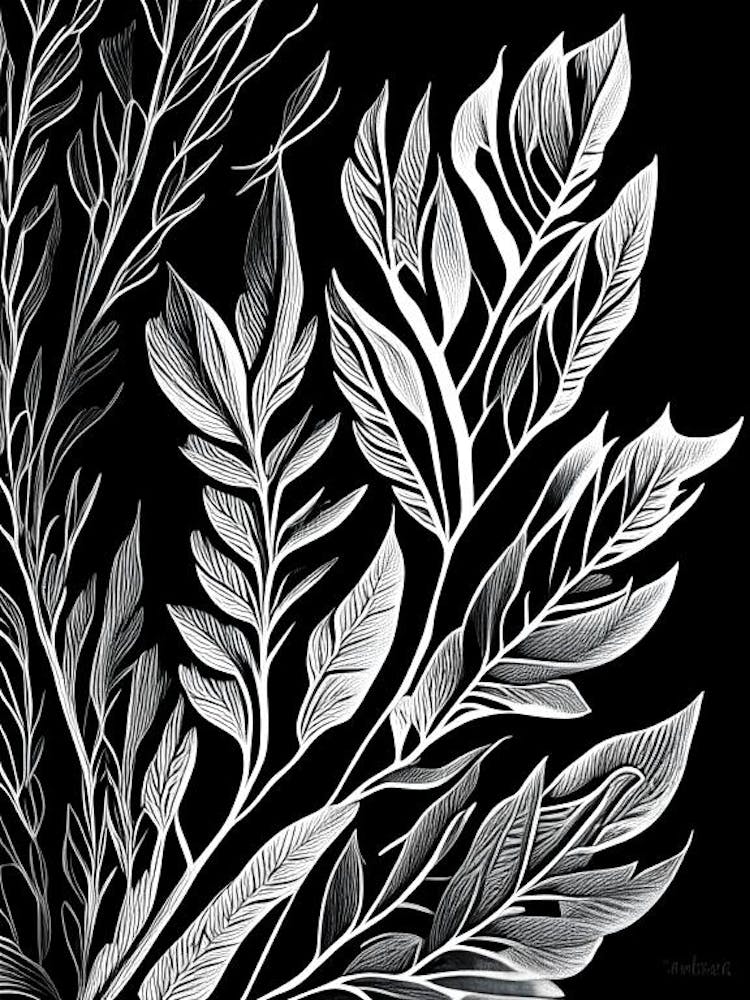 Scotch Broom Leaf Linocut 2