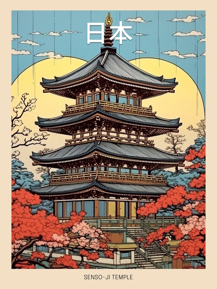 Senso Ji Tempel, Japan Vintage Reisekunst 1 Poster