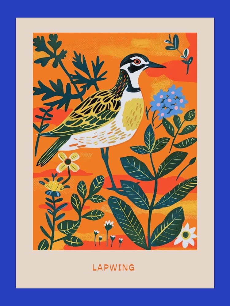 Affiche d'oiseaux de printemps Lapwing 1