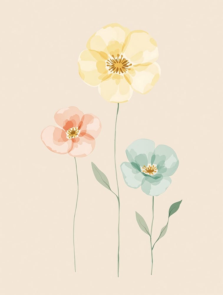Soothing Wildflower Blooms in Earthy Pastels