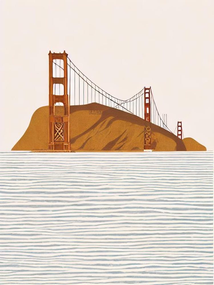 Golden Gate Bridge 1 San Francisco Boho Landmark Illustration