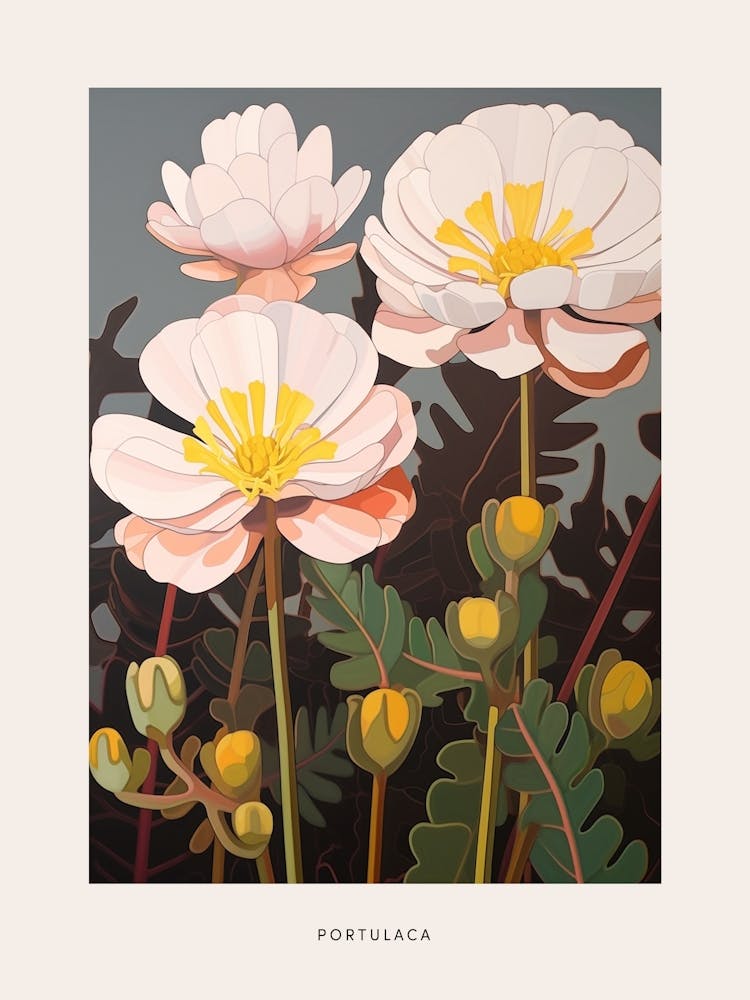 Flower Illustration Portulaca 4 Poster