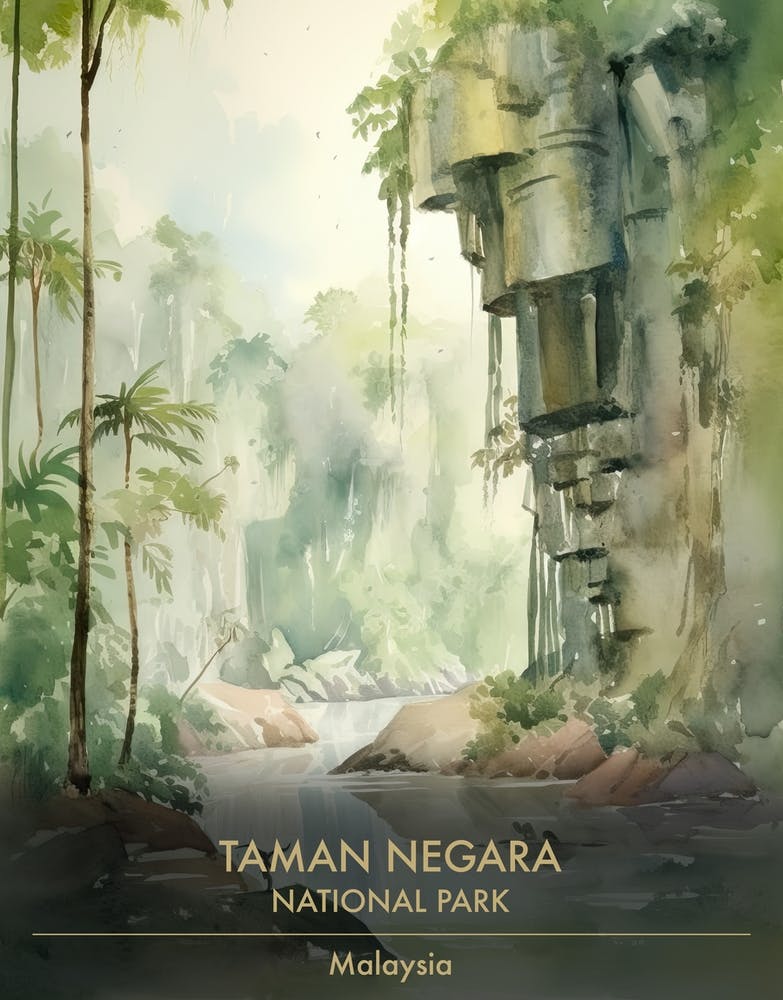 Taman Negara National Park Malaysia Watercolour 4