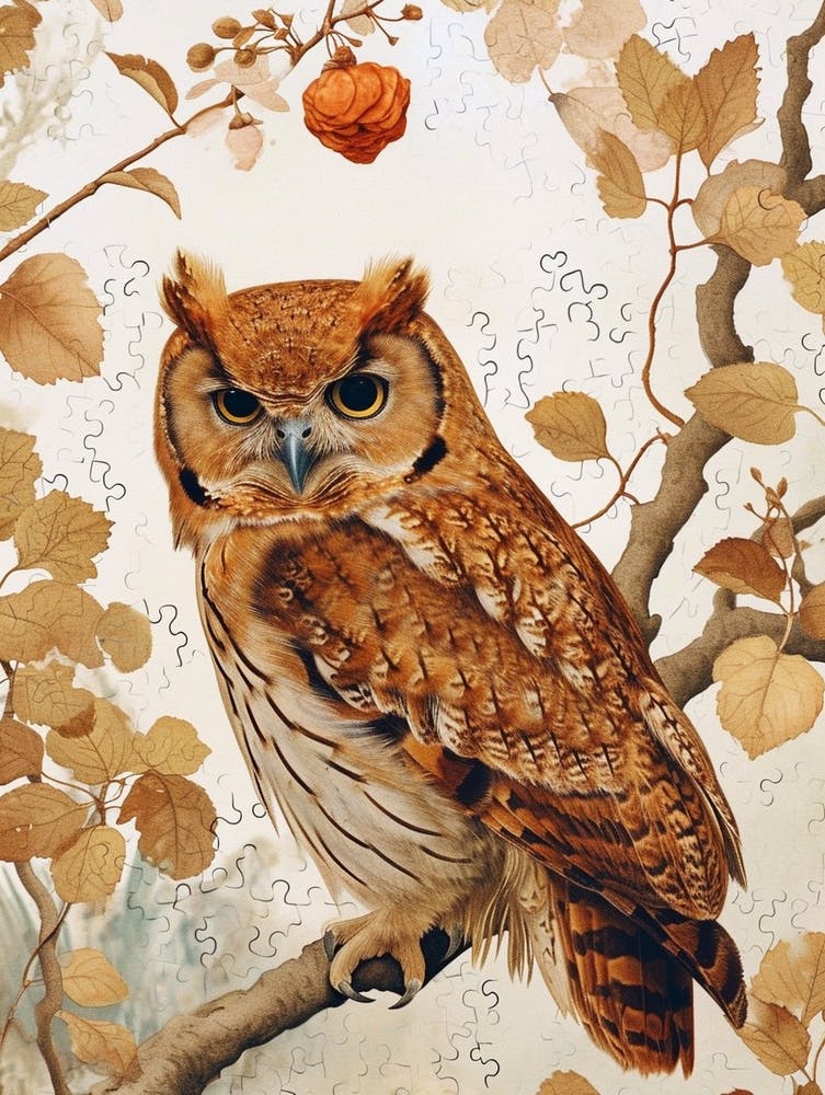 Brown Fish Owl Japanese Painting 1