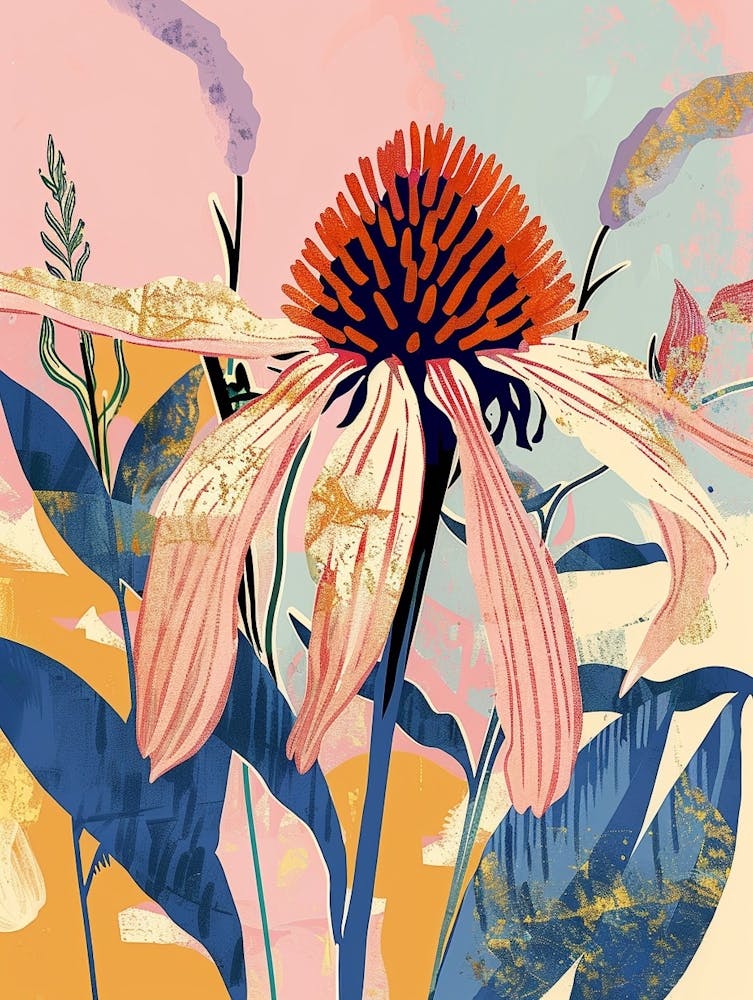 Colourful Flower Illustration Coneflower 1