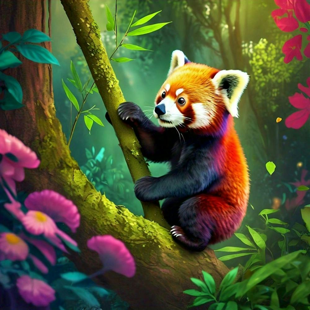 Panda roux dans la forêt