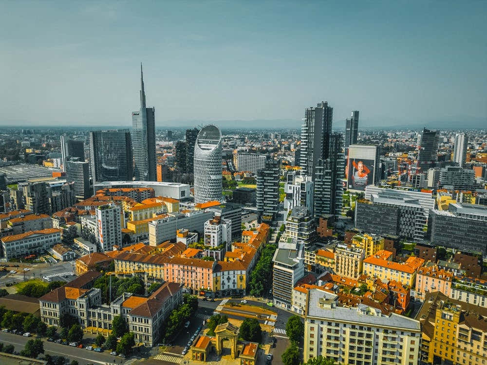 Milano Italy Skyscraper Office Tower. Cityscape
