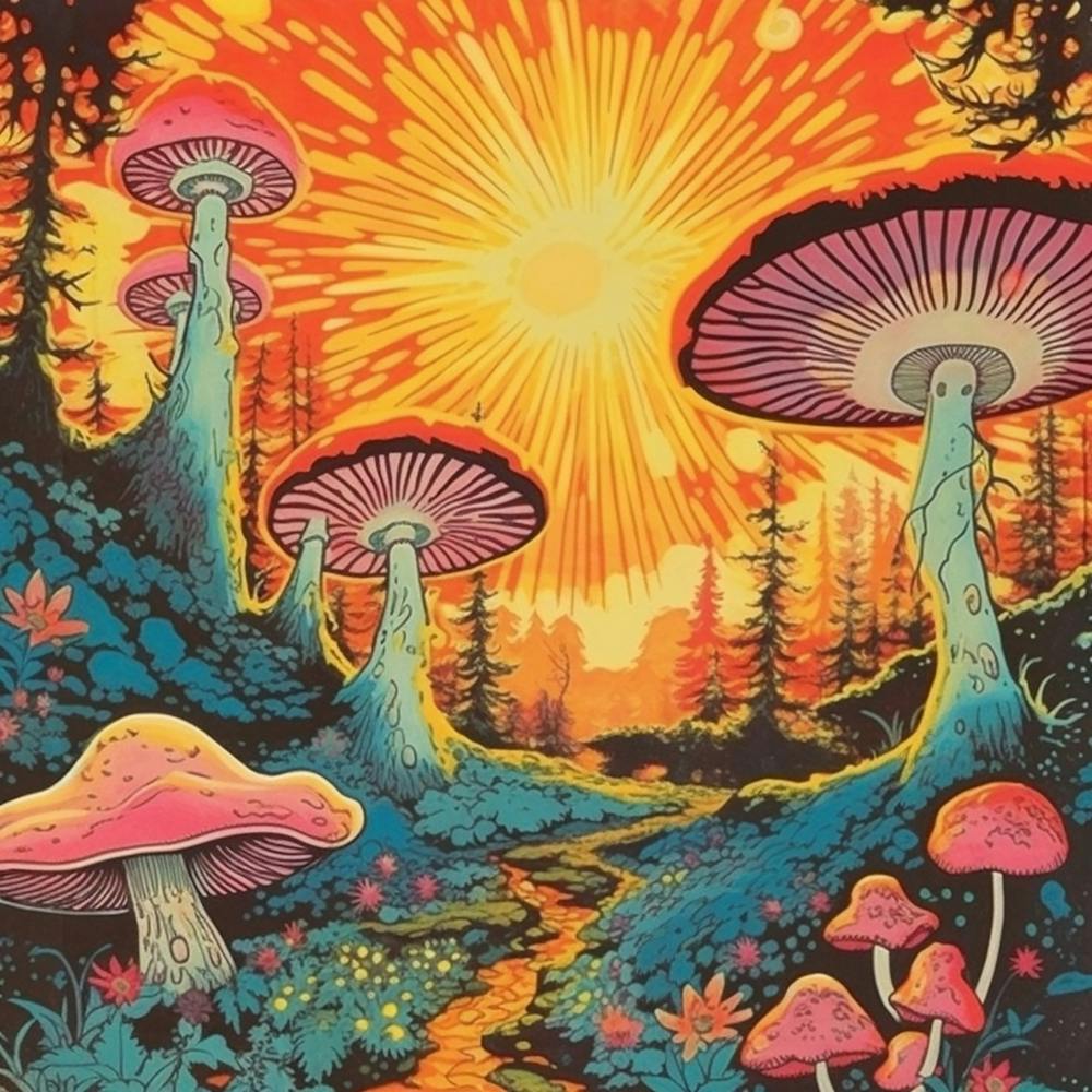 Trippy Shrooms Psychedelic Mushroom Print