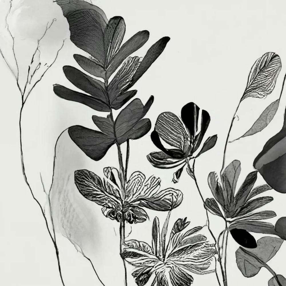 Black And White Drawing Of Flowers