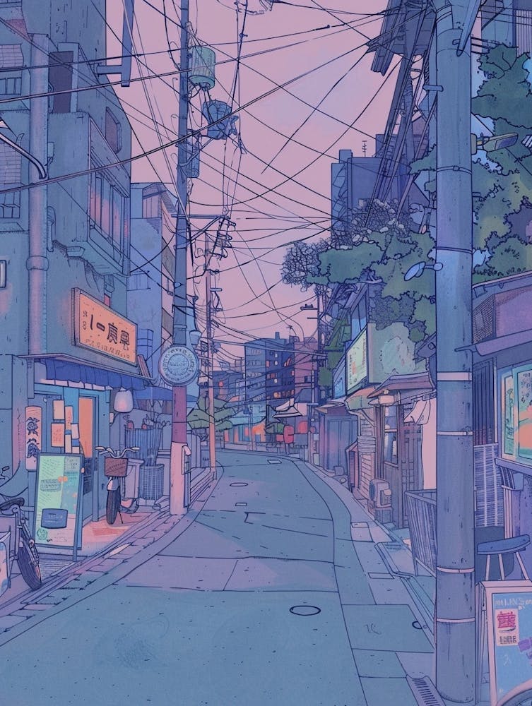 Tokyo Japan 2 Retro Illustration