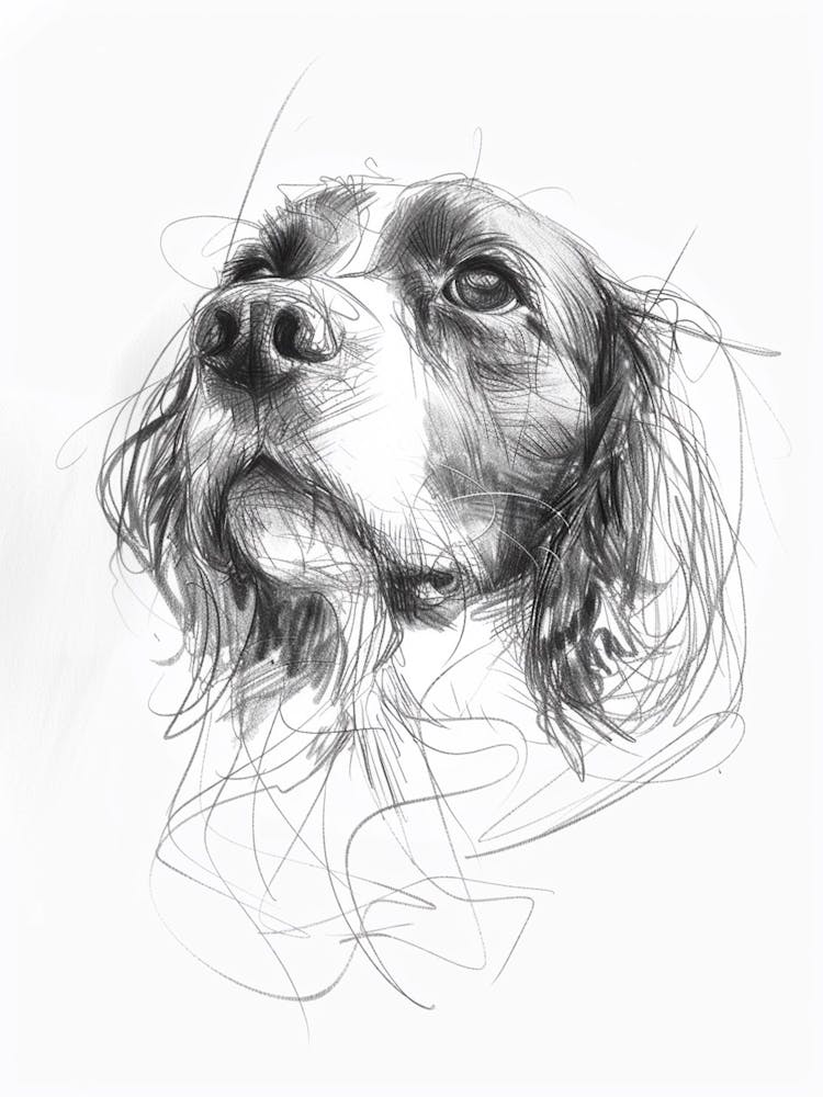 Cocker Spaniel Dog Charcoal Line 1