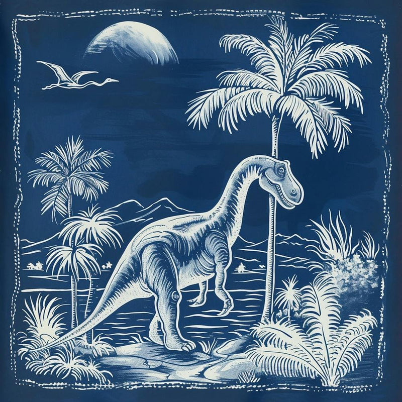Dinosaur Blue Print Jurassic Landscape