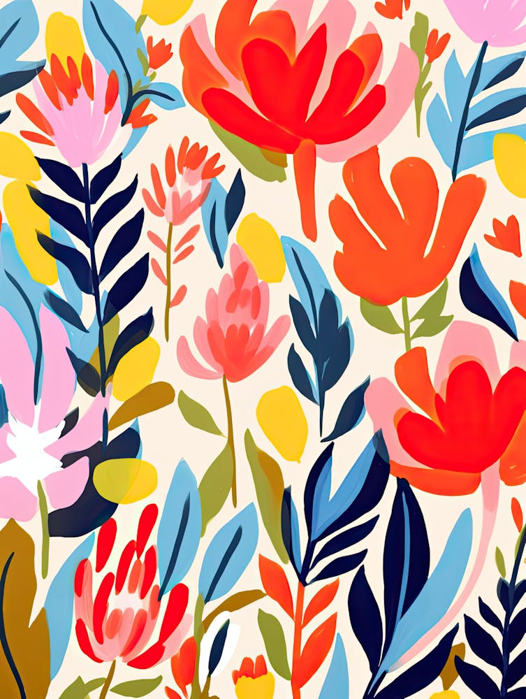 Matisse Style Chromatic Petals; Floral Delight