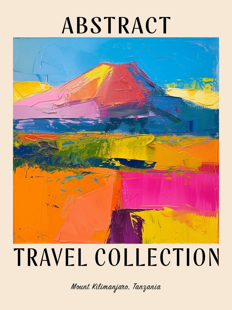 Abstract Travel Collection Poster Mount Kilimanjaro Tanzania 2