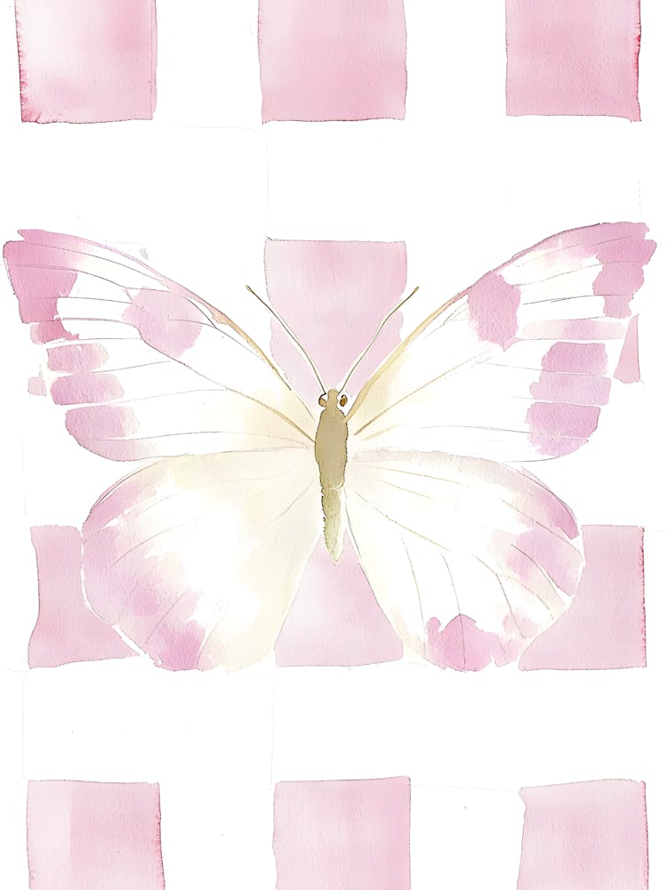 Butterfly On A Checkered Background