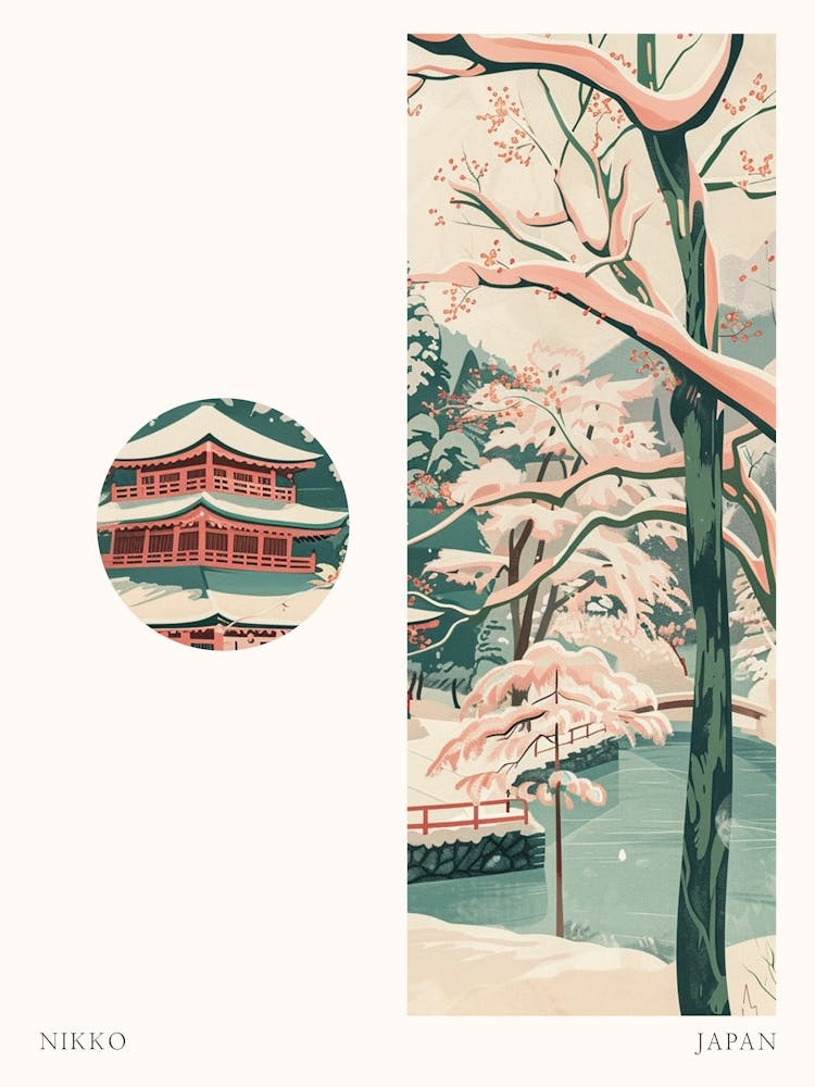 Nikko Japan 8 Cut Out Travel Poster