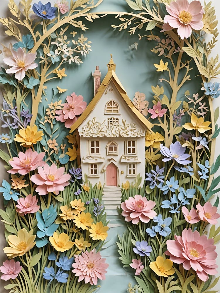 Paper Cut Floral Cottage