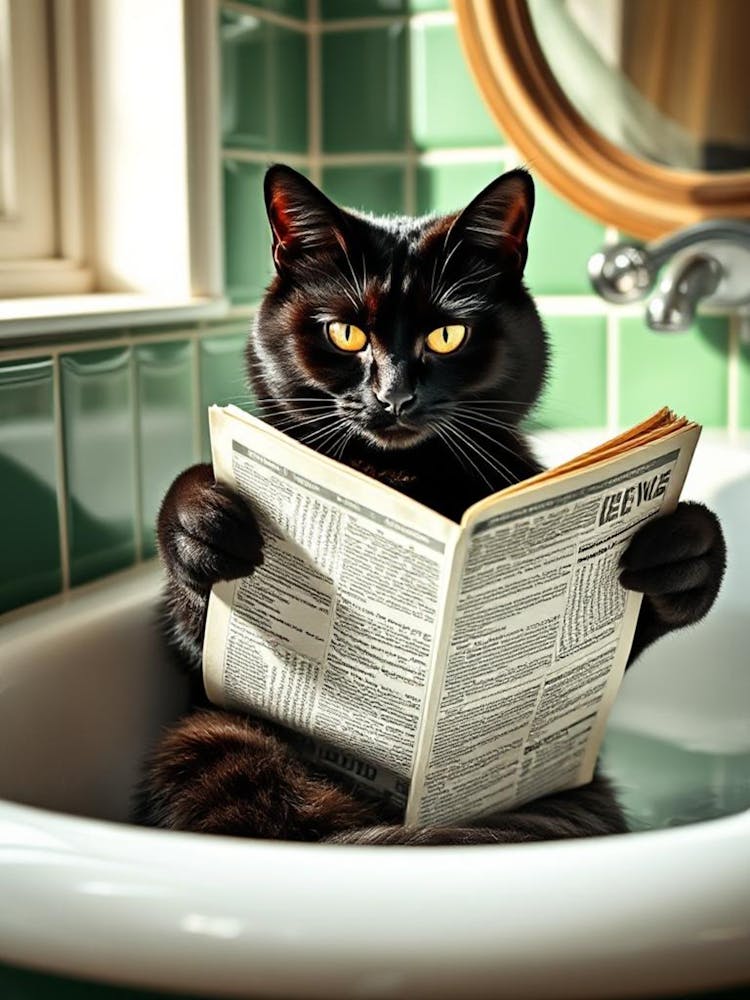 Chat lisant un journal 1