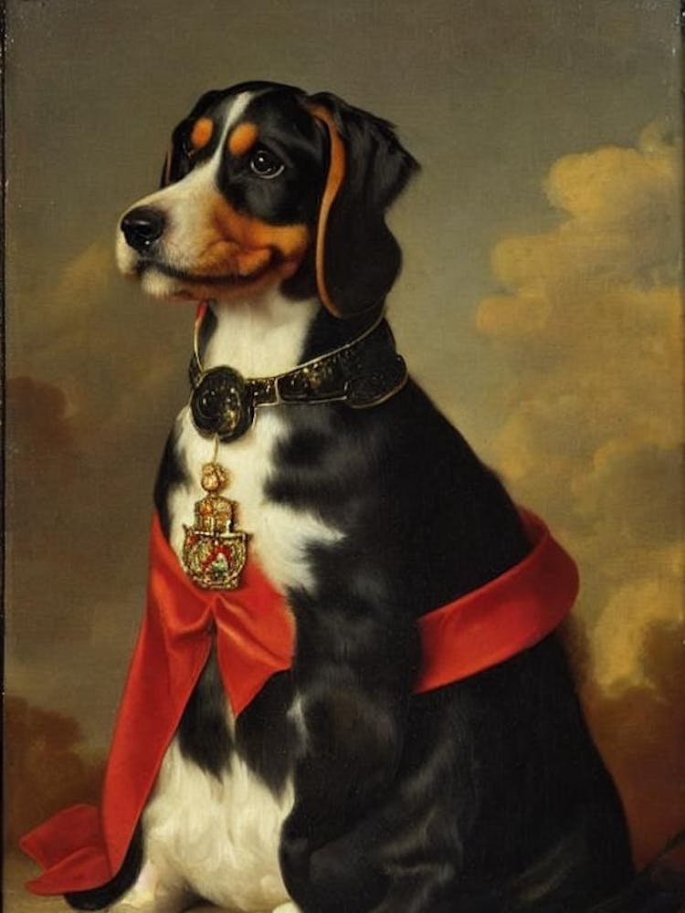 Petit Basset Griffon 2 Vendeen Renaissance Portrait Oil Painting