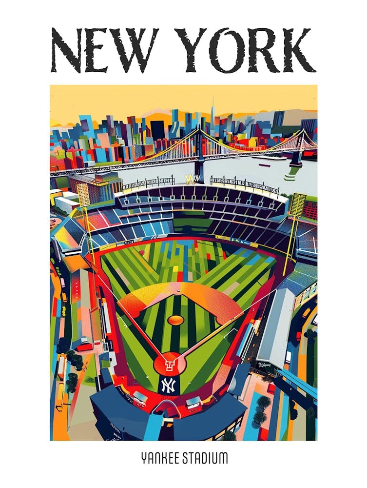 Yankee Stadium New York Colourful Silkscreen Illustration 2 Poster