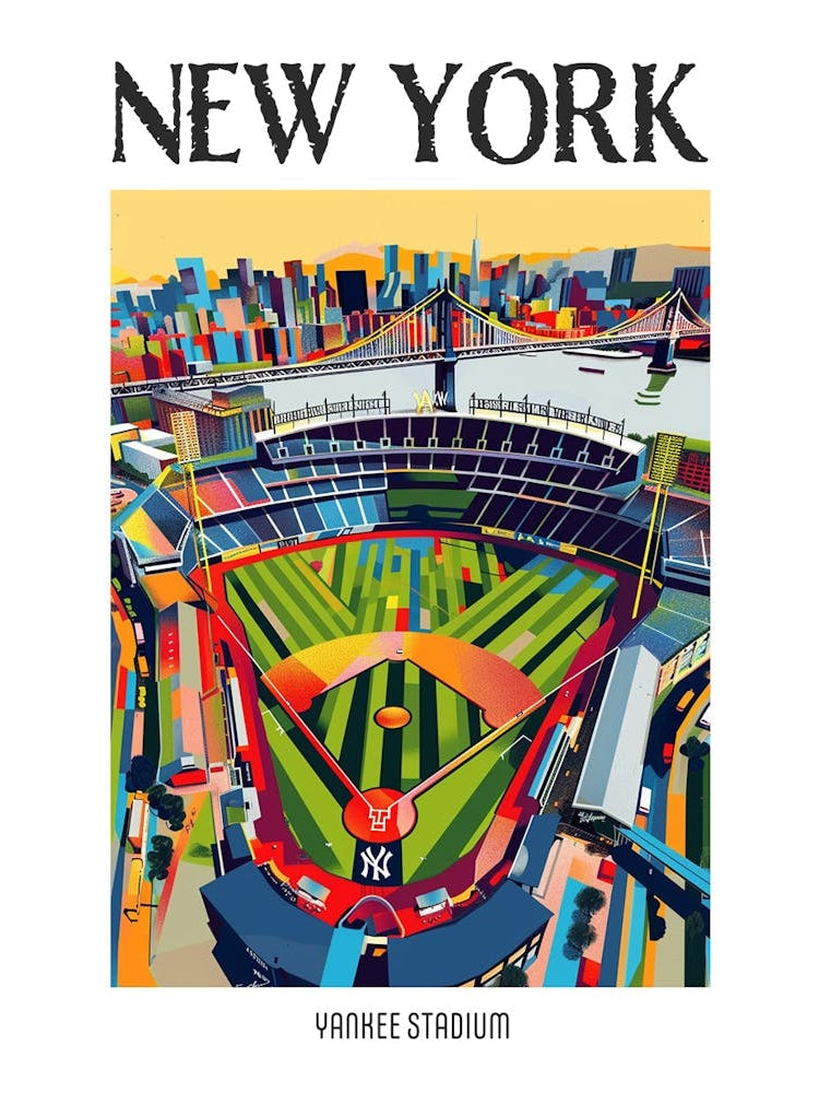 Yankee Stadium New York Colourful Silkscreen Illustration 2 Poster