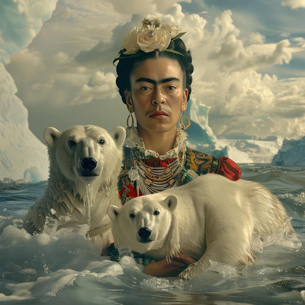 Frida Kahlo and the Melting Arctic. Animal Conservation Series.