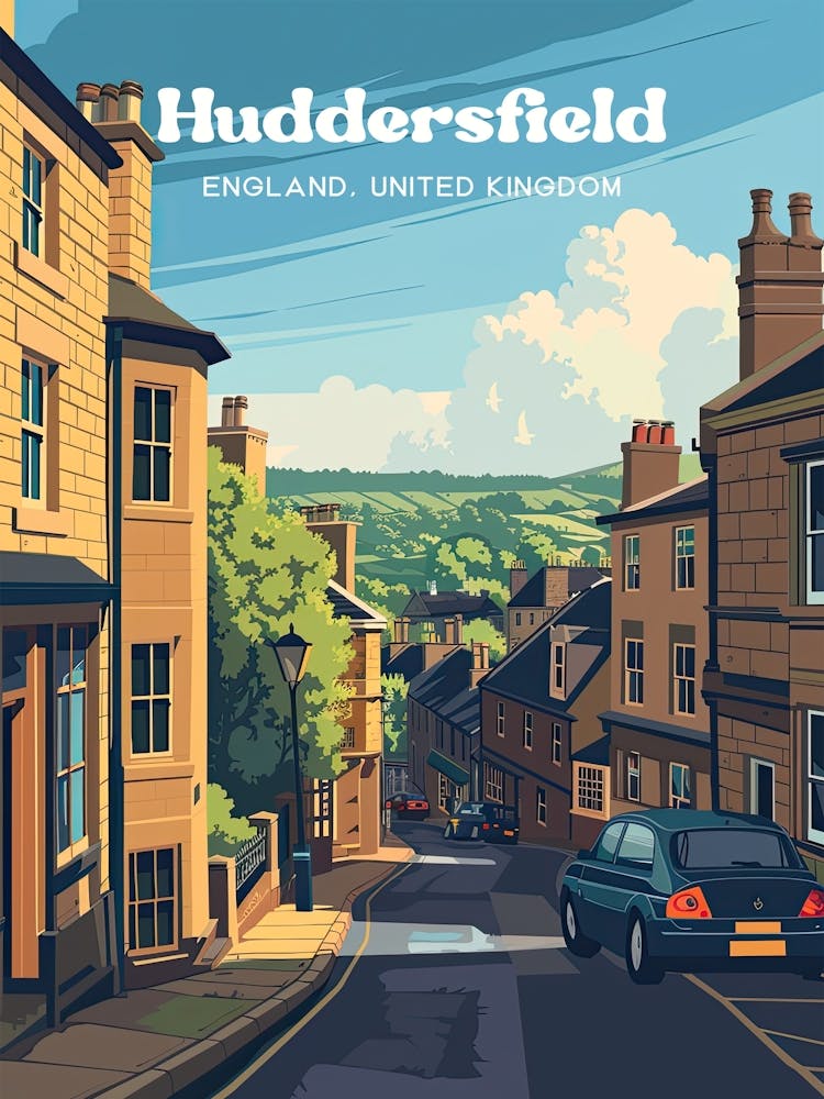 Huddersfield Yorkshire England Travel Art Illustration