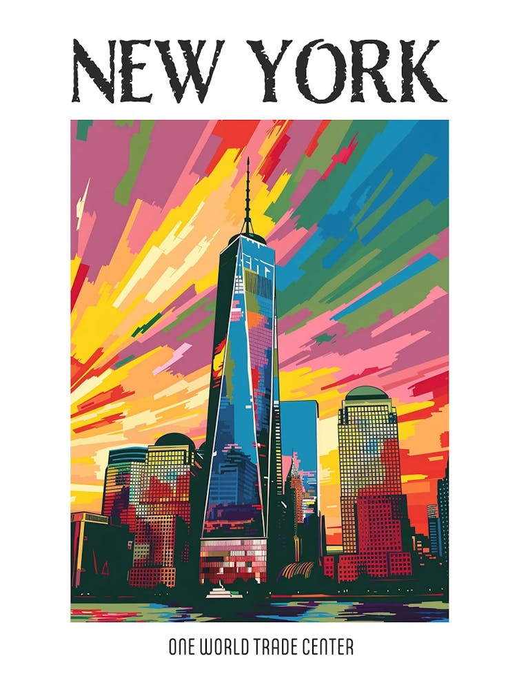 One World Trade Center New York Colourful Silkscreen Illustration 1 Poster