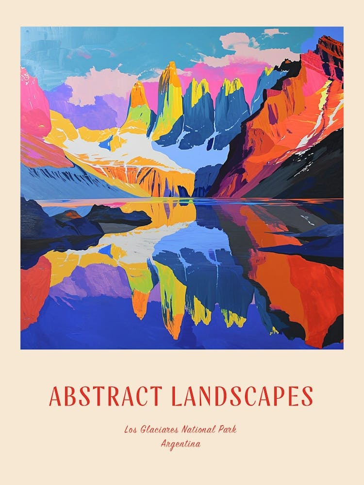 Colourful Abstract Los Glaciares National Park Argentina 4 Poster