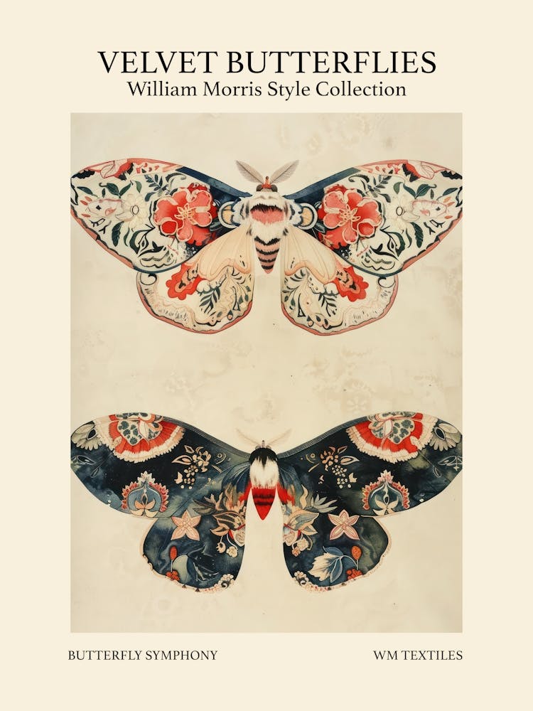 Velvet Butterflies Collection Butterfly Symphony William Morris Style 2