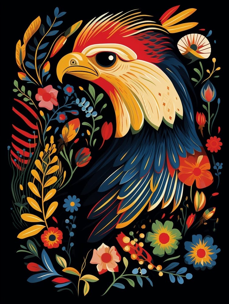 Folk Bird Illustration Crested Caracara