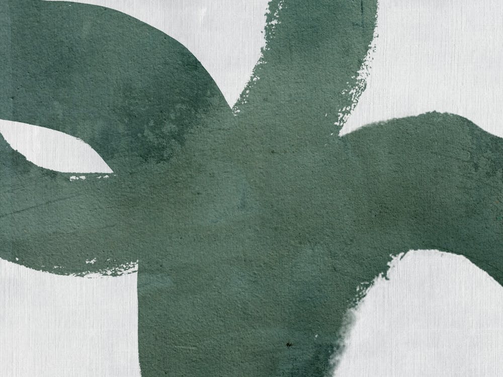 Green Abstract brushstrokes line art