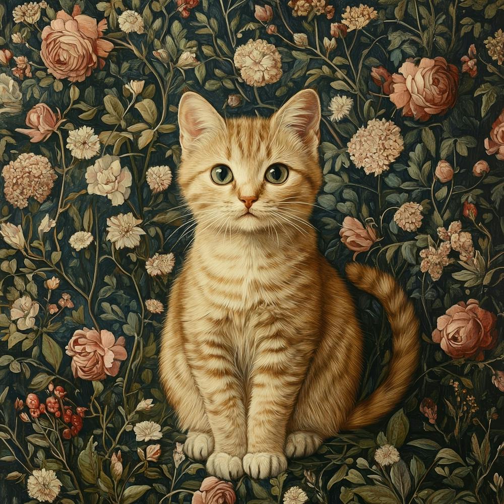 Cat In Flowers Art 3
