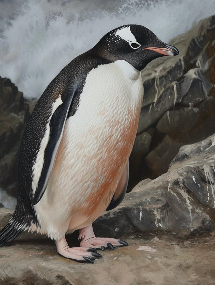 Adlie Penguin Stewart Island Ulva Island Oil Painting 4