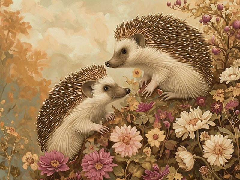 Floral Animal Illustration Hedgehog 5
