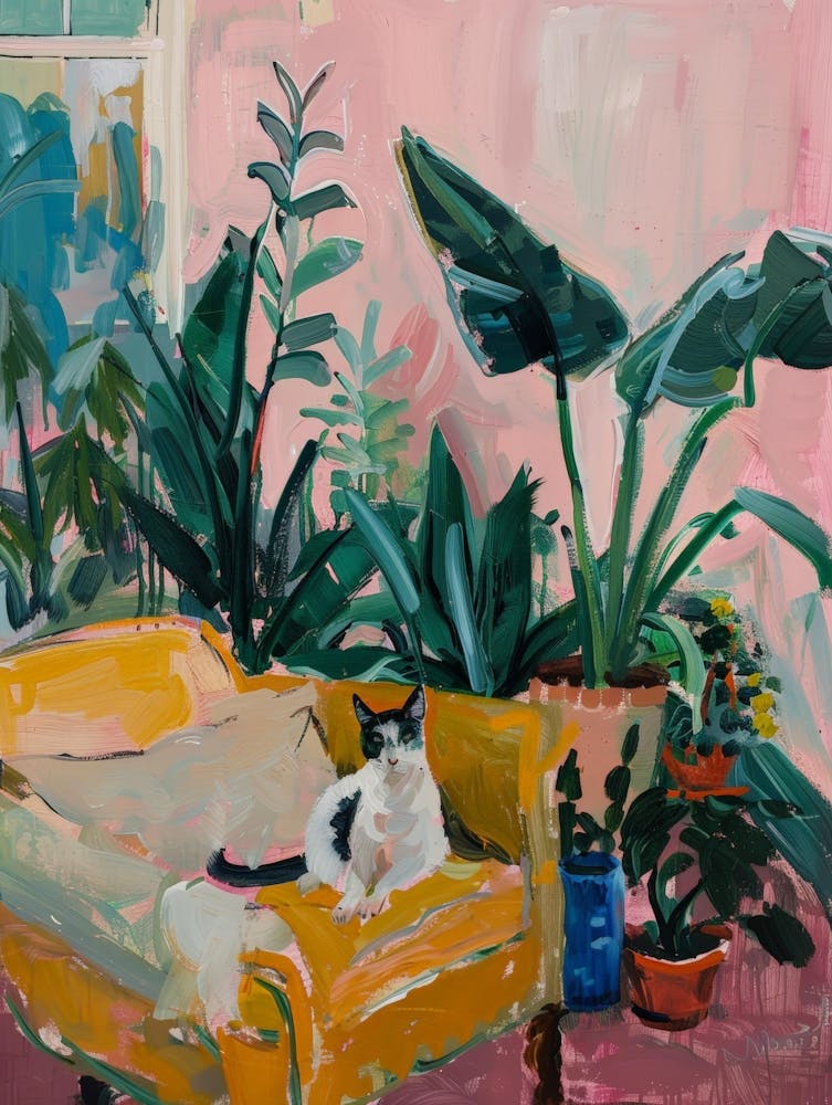 Cat In Yellow Chair