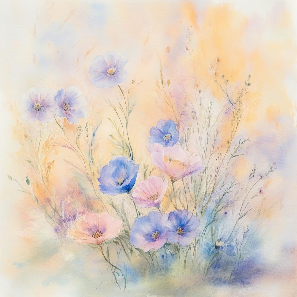 Whimsical Pastel Wildflowers