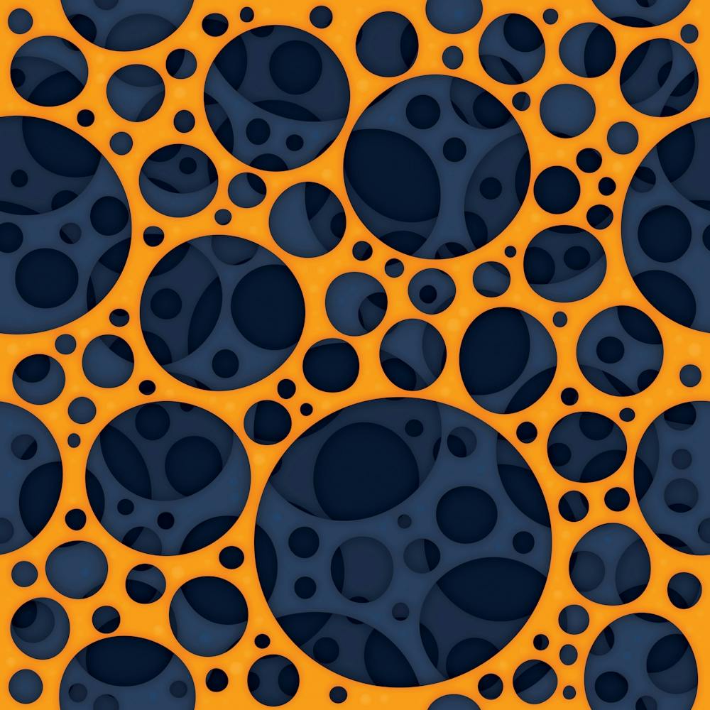 Sizzling Trippy Abstract Lava Holes Design Pattern In Orange And Blue