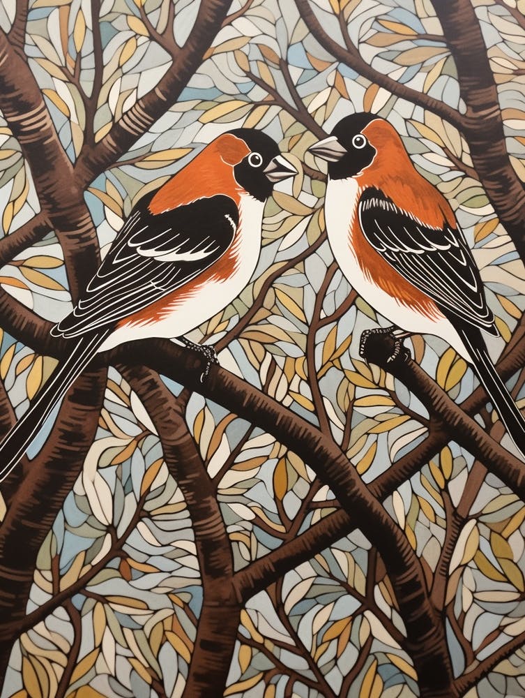 Art Nouveau Birds Poster Sparrow 1