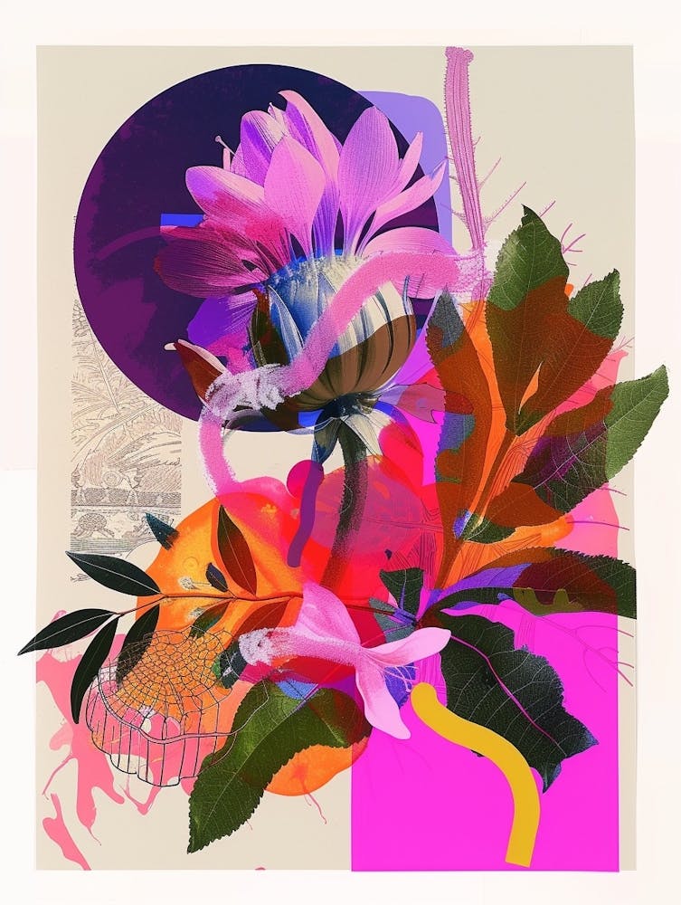Amaranth 1 Neon Flower Collage