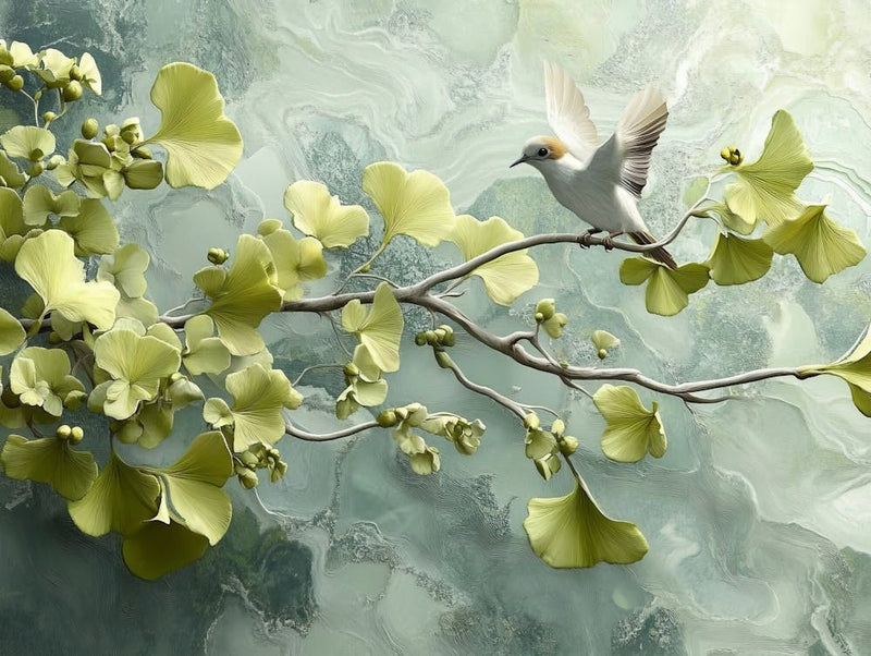 Simple Green Art With 3d Marble Artwork Landscape Background