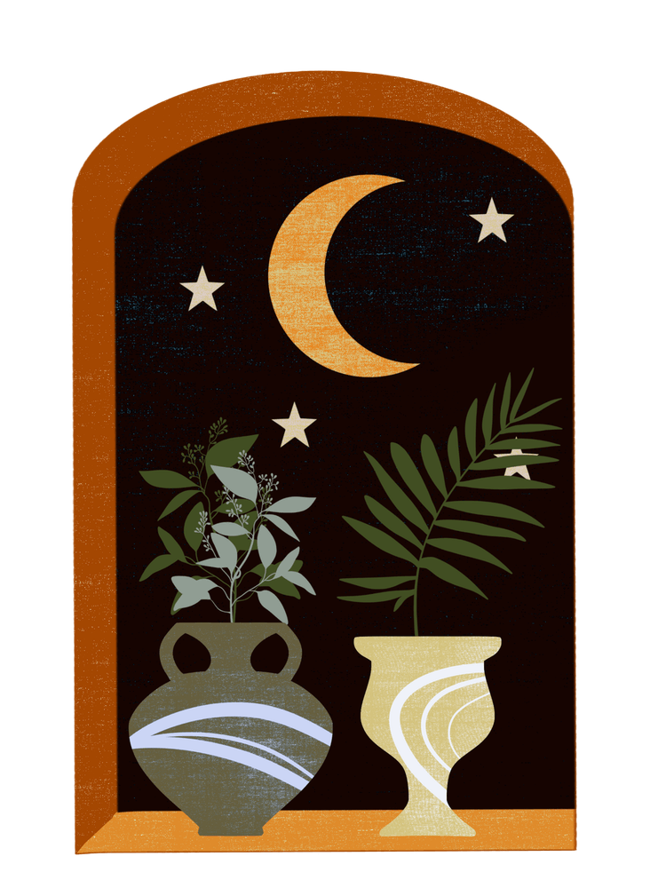 Moon And Vases