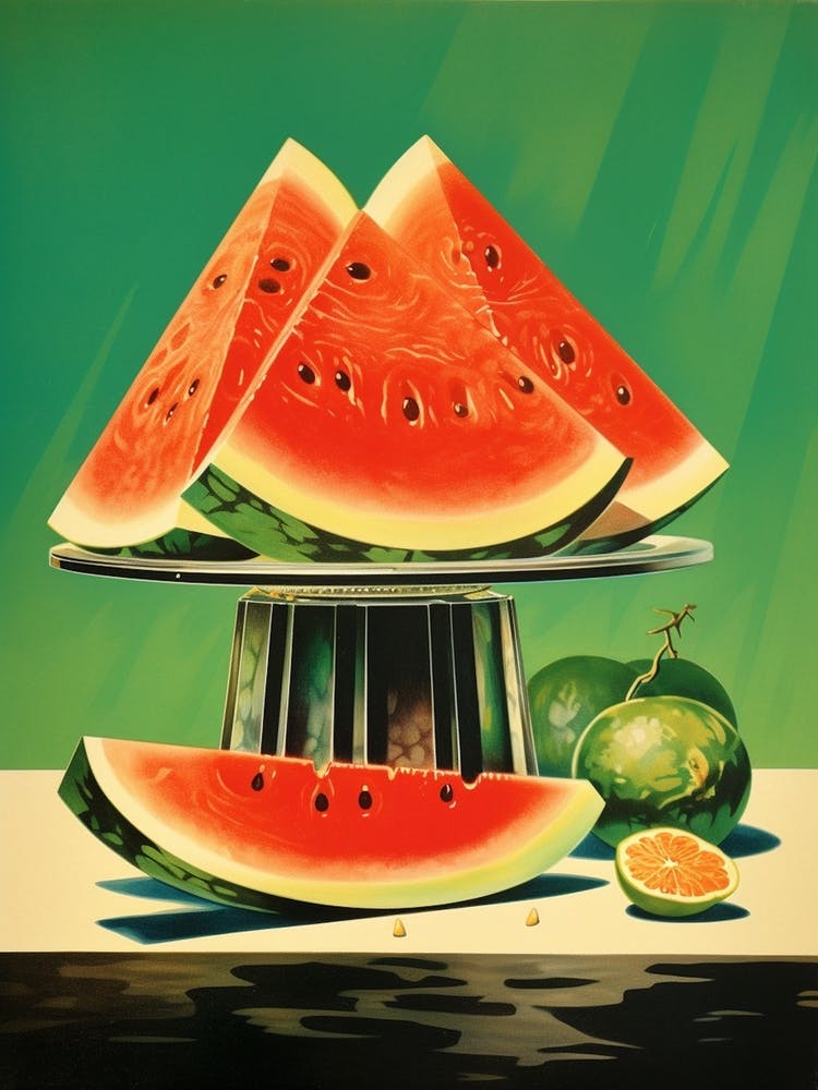 Watermelon Slices Vintage Cookbook Style