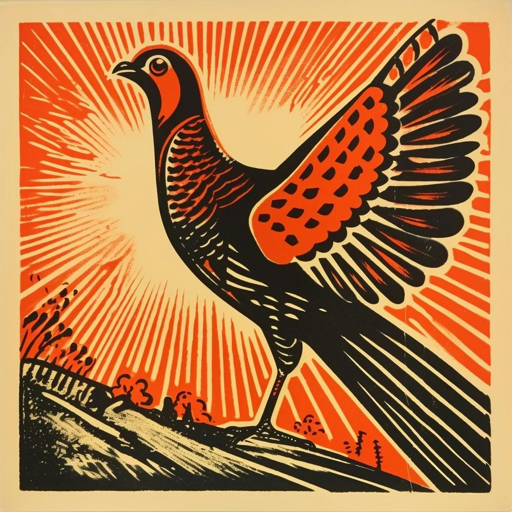 Retro Bird Lithograph Pheasant 3
