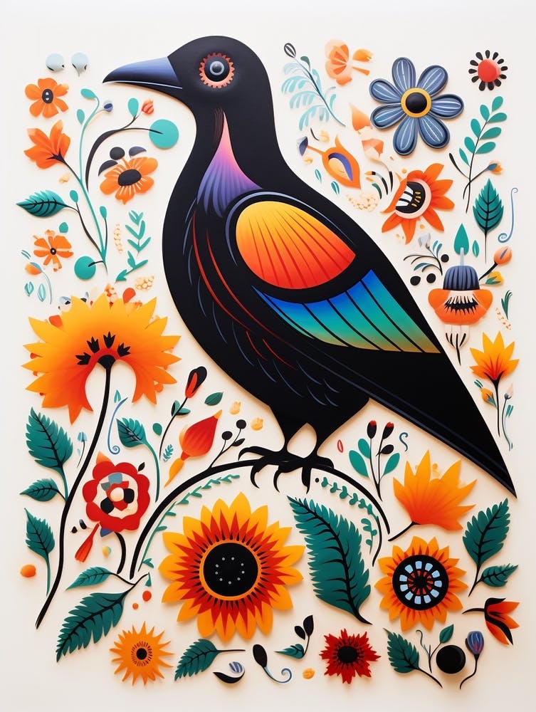 Scandinavian Bird Illustration Raven 2